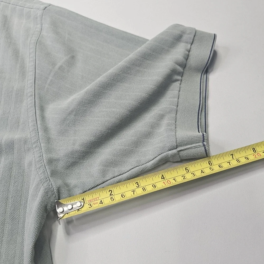 NIKE GOLF Dri-FIT Polo Shirt XL Sage Green Vertical Stripe Textured Short Sleeve